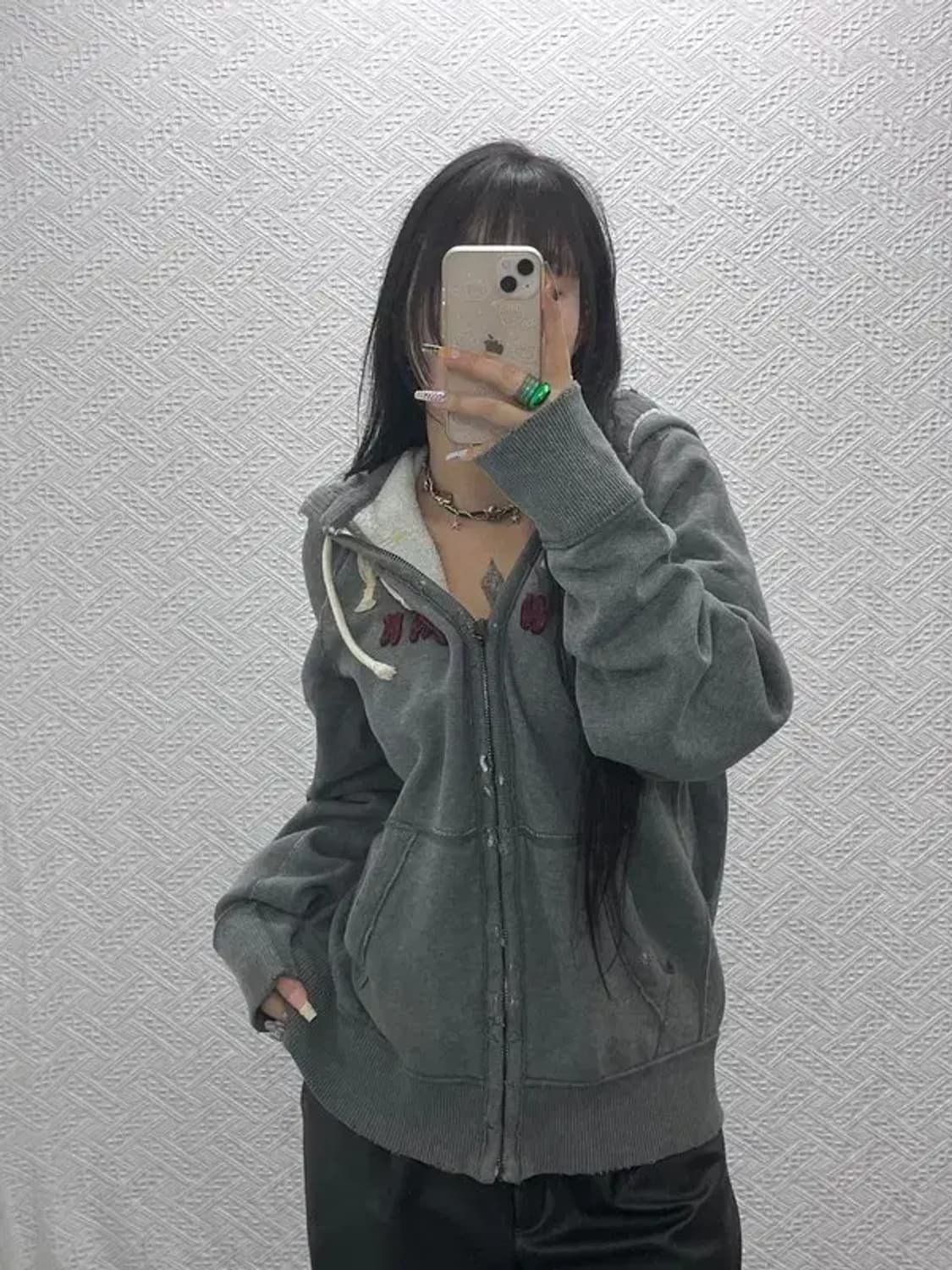 아베크롬비 빈티지 데미지 포인트 약기모 후드집업 XL C08012 상품이미지2