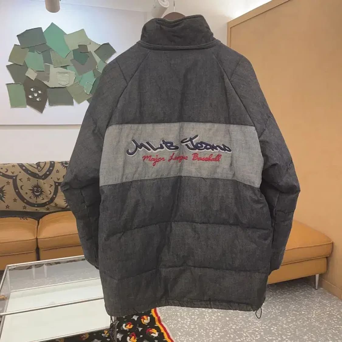 MLB 올드스쿨 빈티지 레터링 오리털 패딩 100 C08017 상품이미지3
