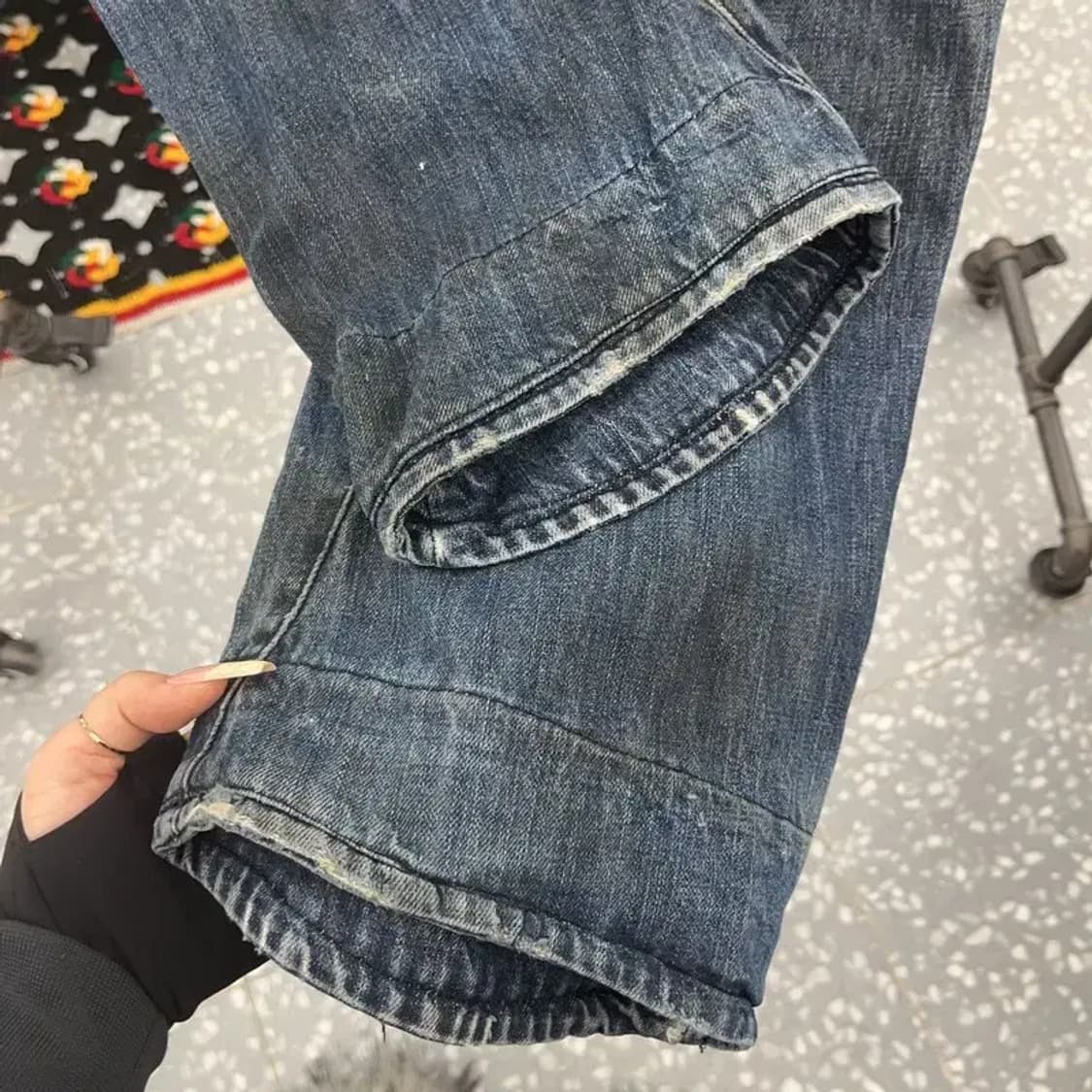 에비수 올드스쿨 희귀 호랑이자수 데미지 데님팬츠 32인치 C08028 상품이미지5