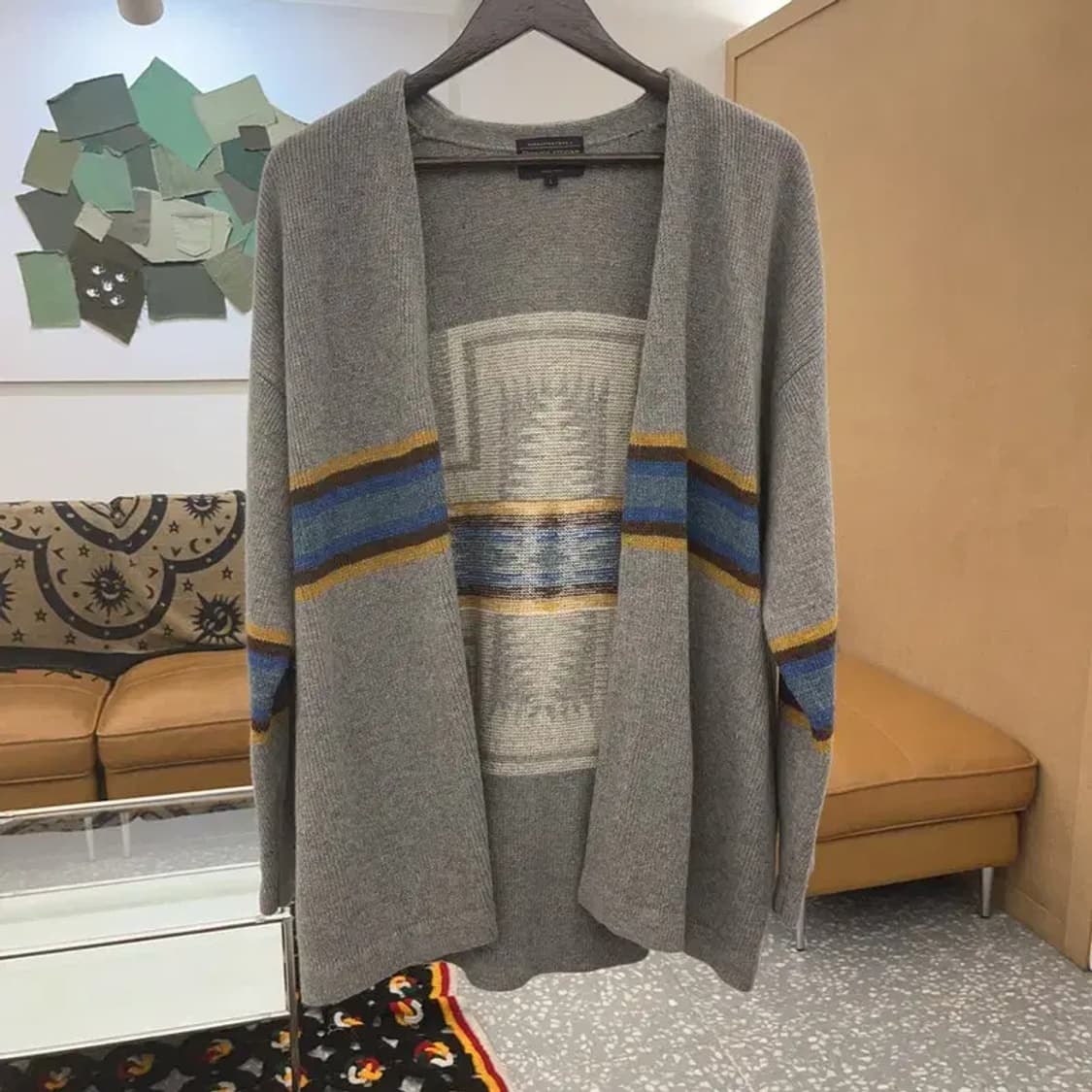 펜들턴 히피 나바호 사우스웨스턴 그레이 울 가디건 L C08043 상품이미지3