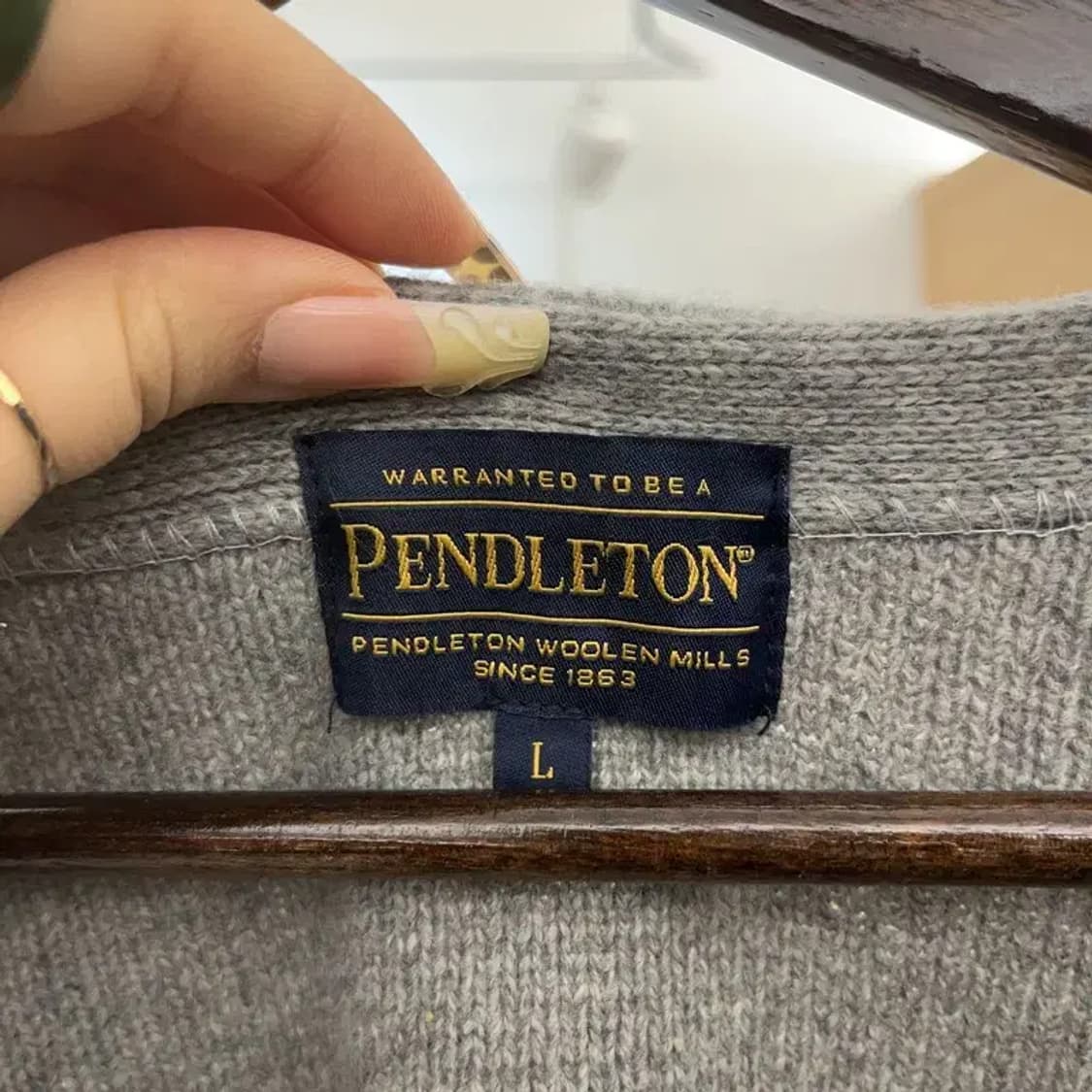 펜들턴 히피 나바호 사우스웨스턴 그레이 울 가디건 L C08043 상품이미지5