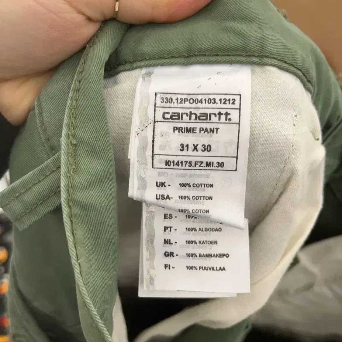 칼하트 빈티지 올리브카키 면바지 코튼팬츠 31인치 C08069 상품이미지6