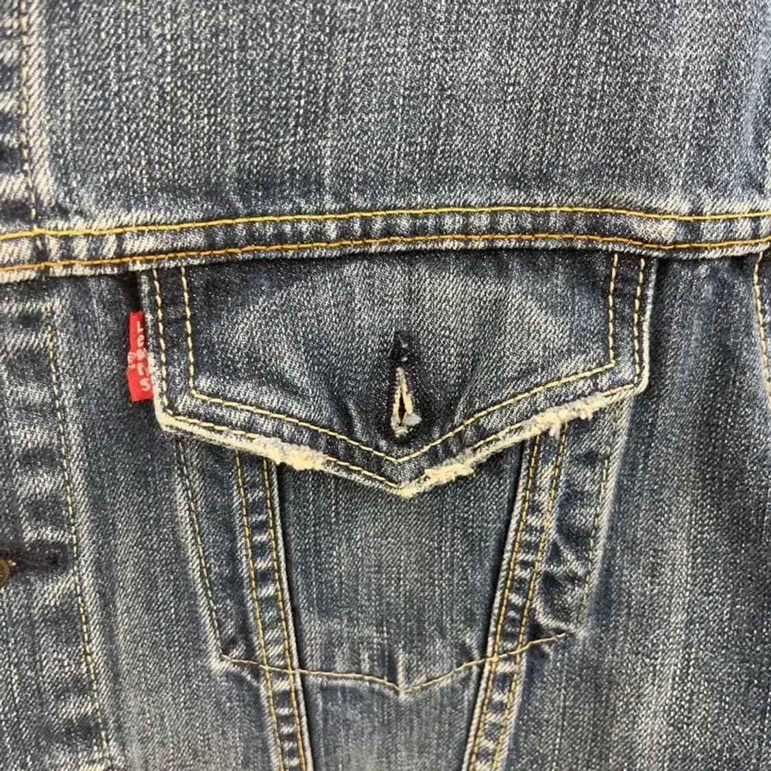 리바이스 70550 커스텀 유니크 크롭 데님 청자켓 M C08057 상품이미지7