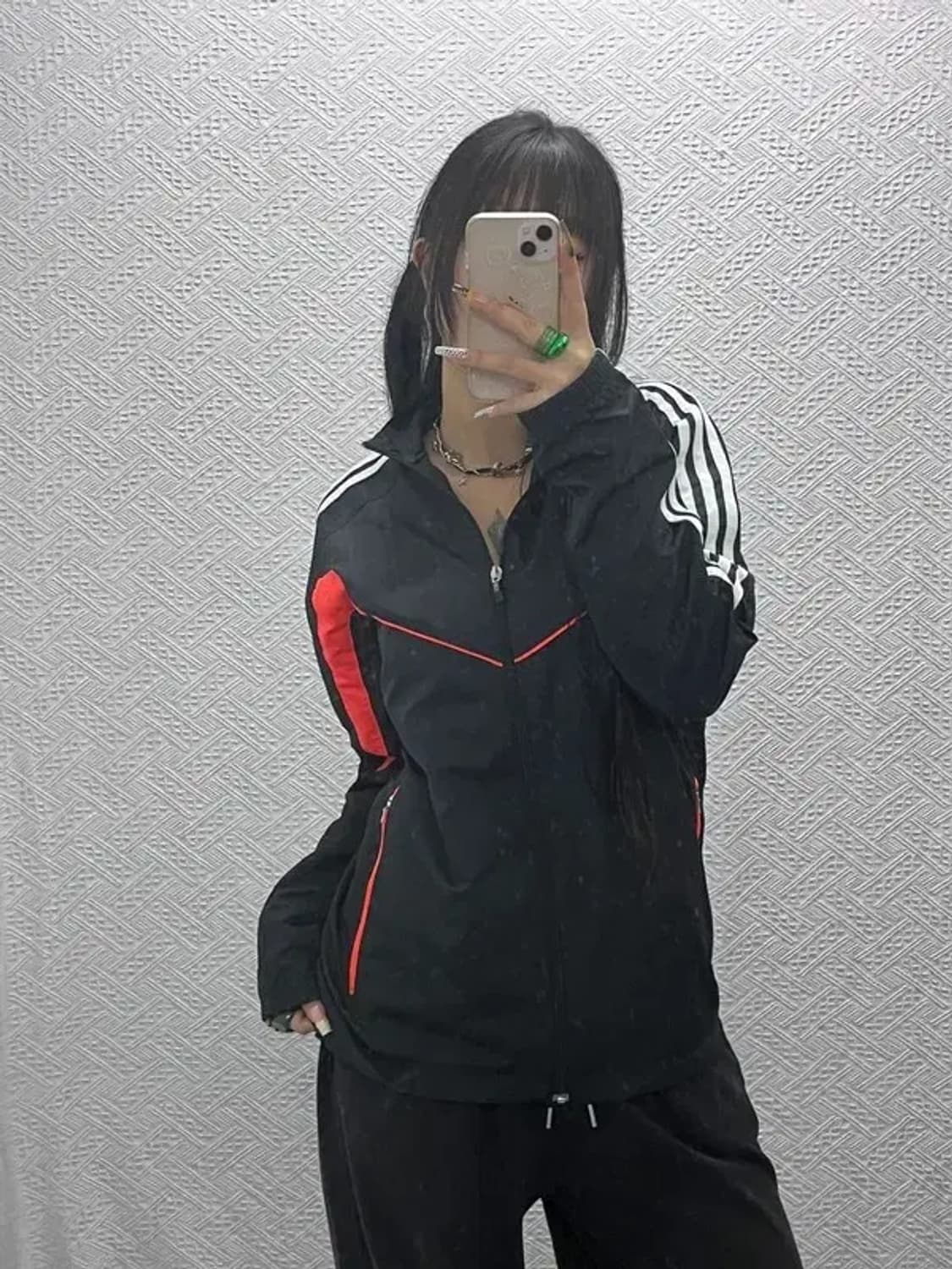 아디다스 Y2K 레트로 네온오렌지 배색 바람막이 자켓 95 C08051 상품이미지1