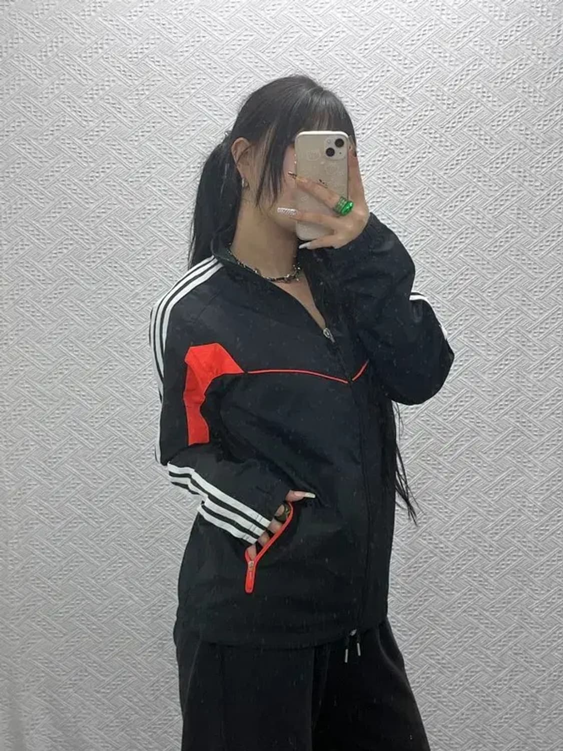 아디다스 Y2K 레트로 네온오렌지 배색 바람막이 자켓 95 C08051 상품이미지2