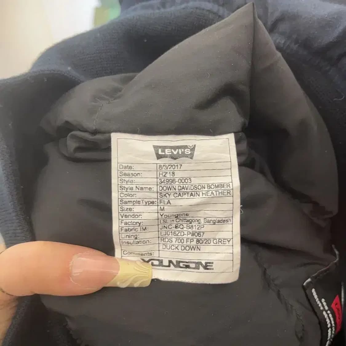 리바이스 올드스쿨 빈티지 다운 봄버 자켓 M C08082 상품이미지6