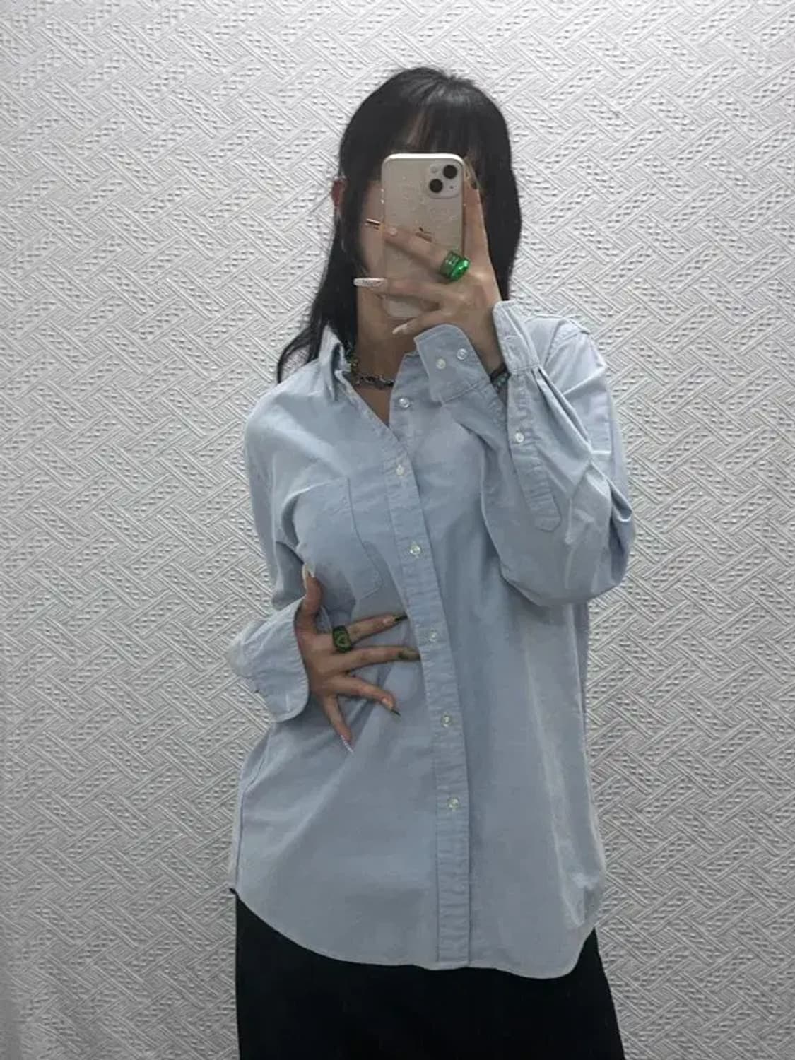 유니클로 빈티지 모던캐주얼 라이트블루 셔츠 L C08085 상품이미지2