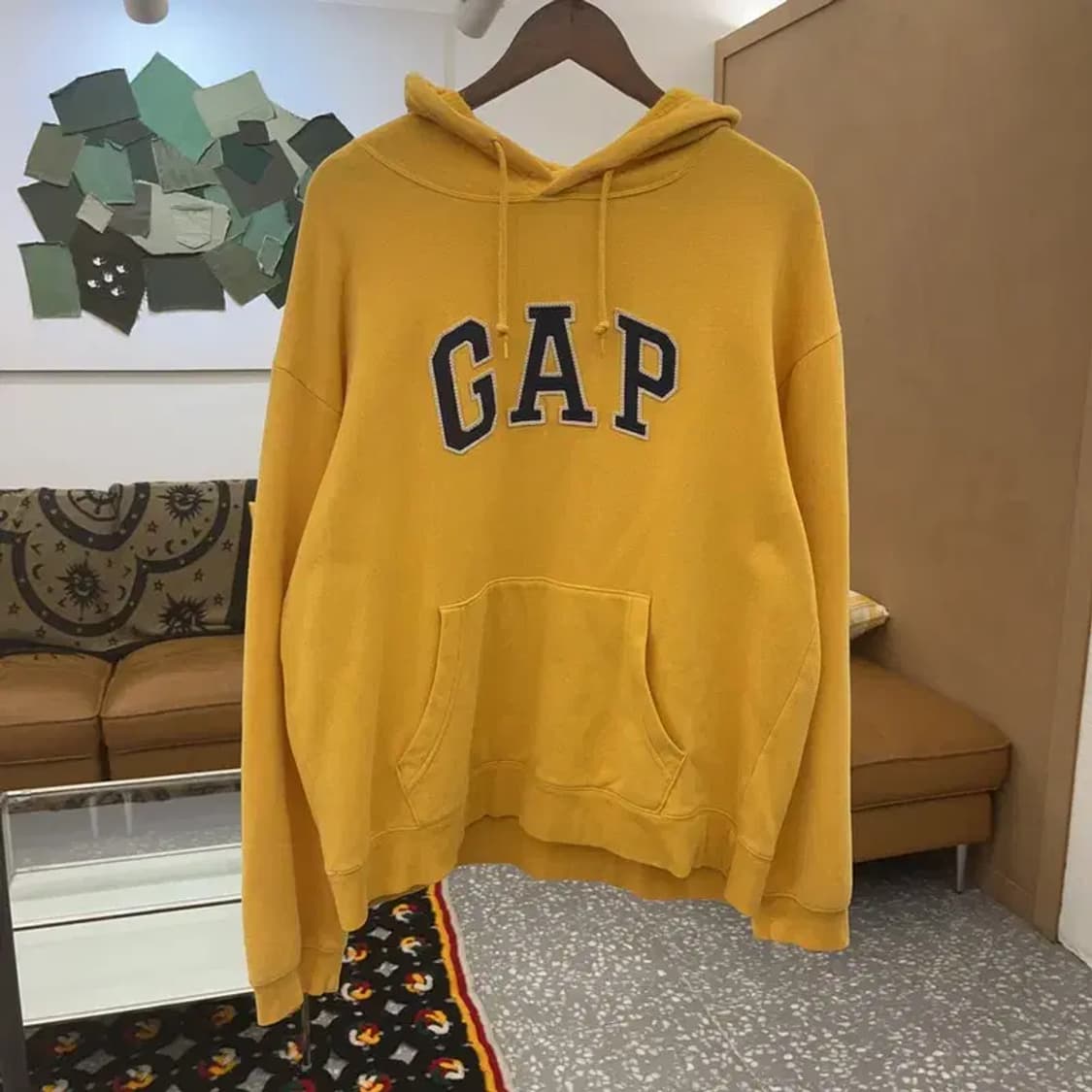 갭 빈티지 레트로 Y2K 옐로우 약기모 후드티 M C08093 상품이미지3