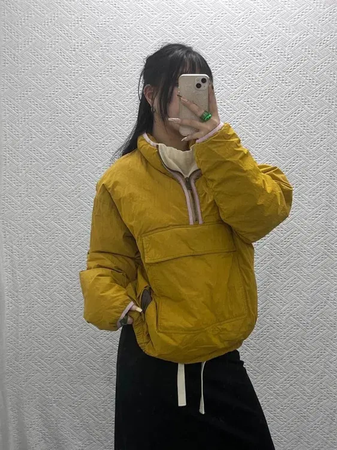 더 일마 빈티지 레트로 옐로우 덕다운 패딩 아노락 110 C08081 상품이미지1