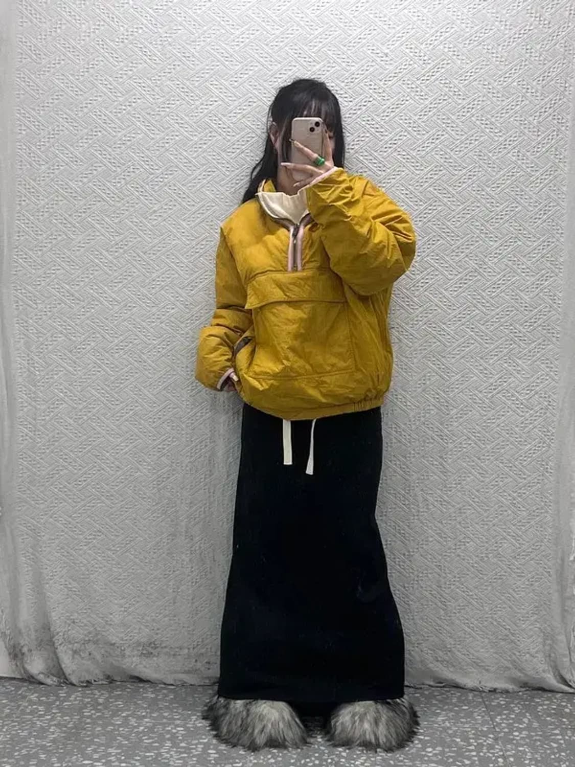 더 일마 빈티지 레트로 옐로우 덕다운 패딩 아노락 110 C08081 상품이미지2