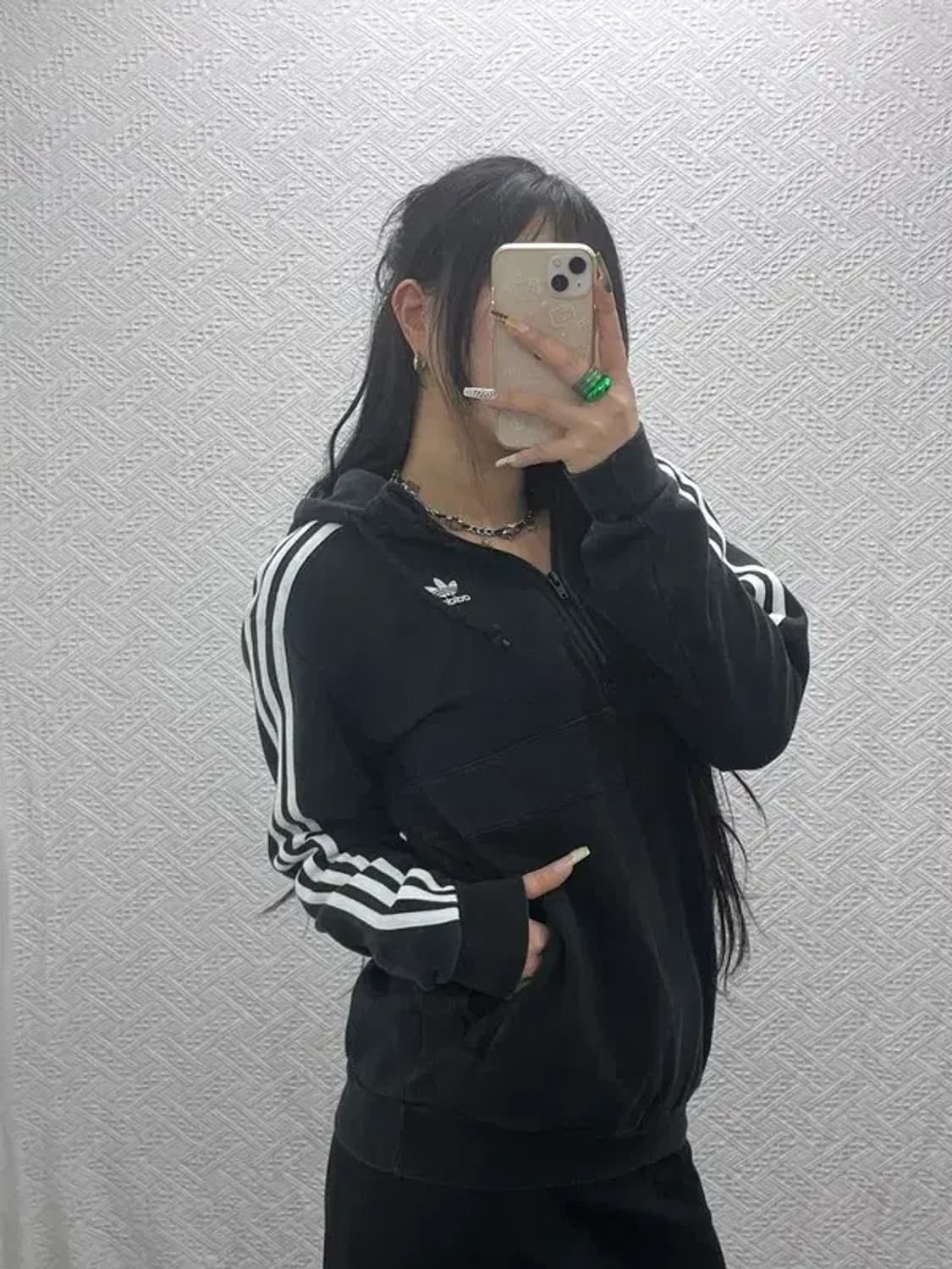 아디다스 올드스쿨 오리지널 삼선 약기모 반집업 후드티 XS C08097 상품이미지1