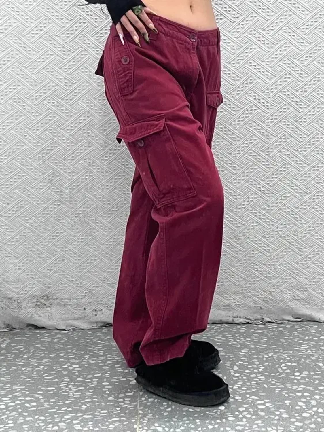 푸부 빈티지 레트로 버건디 와인 카고팬츠 35인치 C08117 상품이미지2
