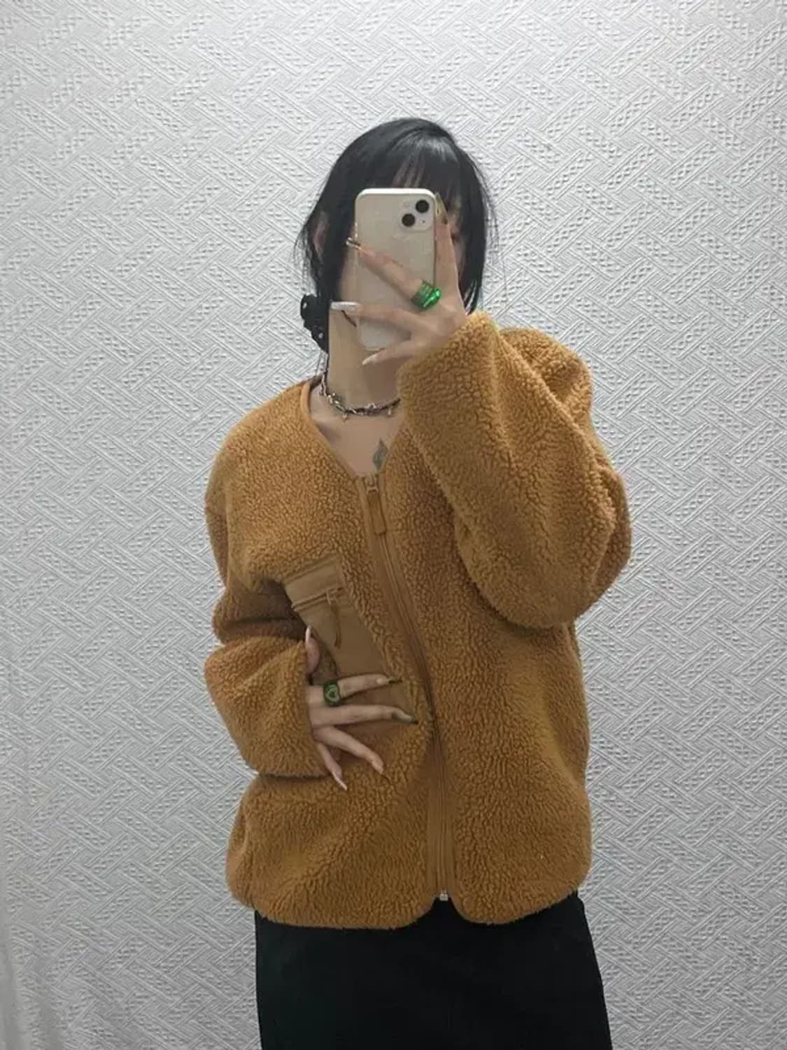 유니클로 U 빈티지 폭닥 뽀글이 후리스 자켓 M C08119 상품이미지2