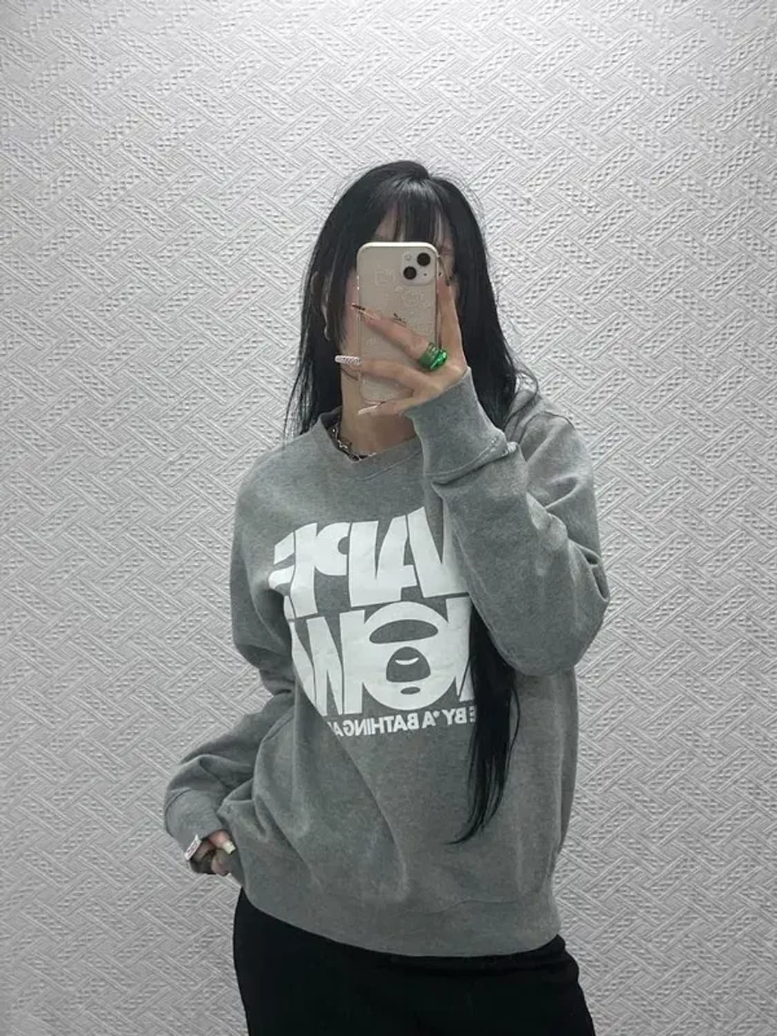 베이프 AAPE 빈티지 키치 빅로고 기모 맨투맨 L C08136 상품이미지2