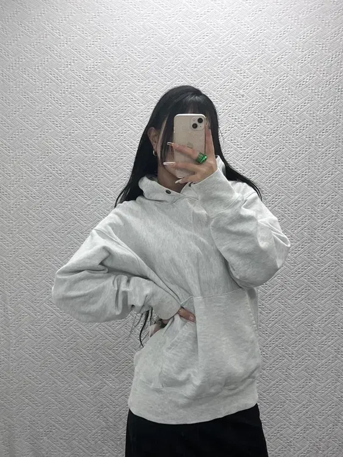 아웃스탠딩 빈티지 멜란지컬러 무지 후드티 S C08138 상품이미지2