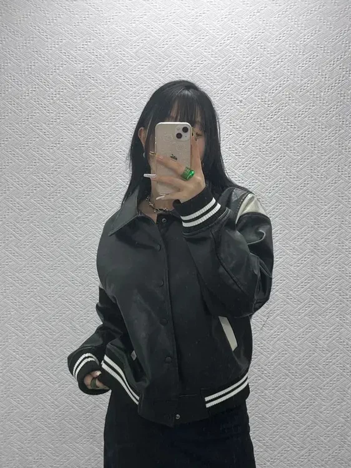 파르티멘토 레트로 캐주얼 바이커 레더 바시티자켓 S C08132 상품이미지2