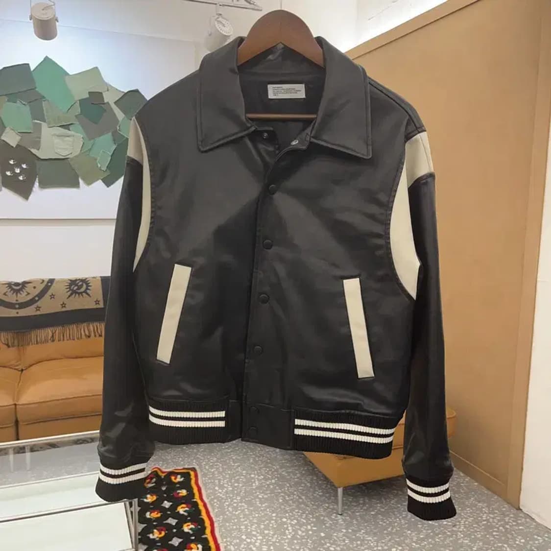 파르티멘토 레트로 캐주얼 바이커 레더 바시티자켓 S C08132 상품이미지3