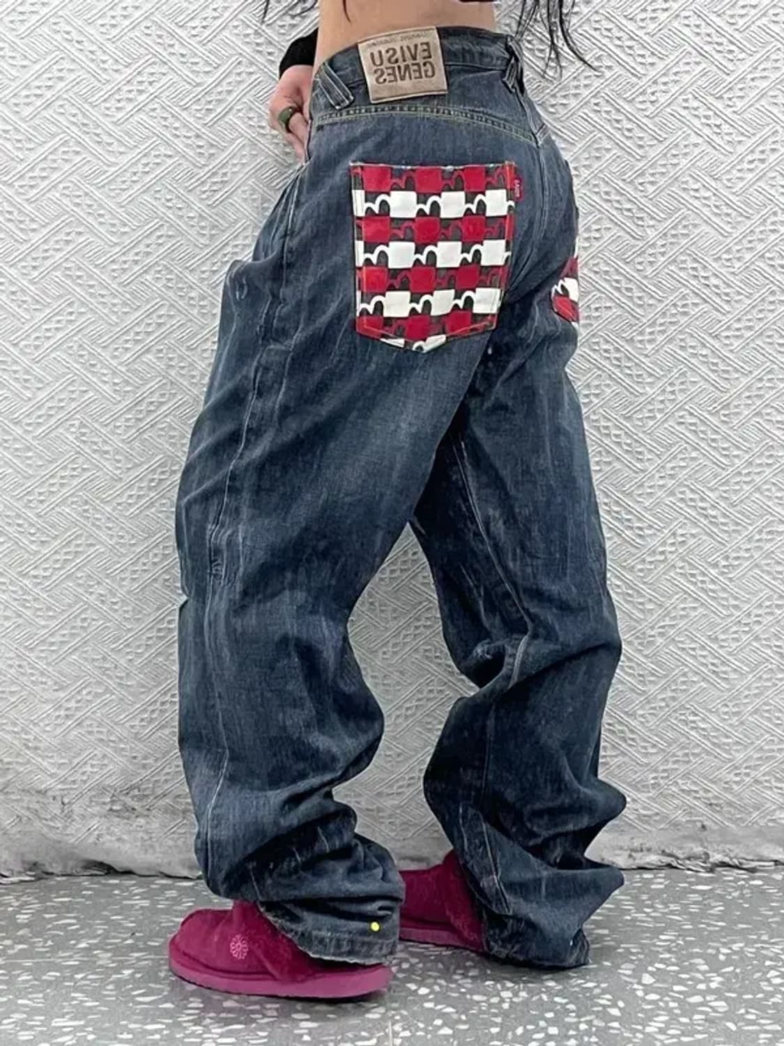 에비수 올드스쿨 포켓 키치 프린팅 데님팬츠 36인치 C08151 상품이미지1