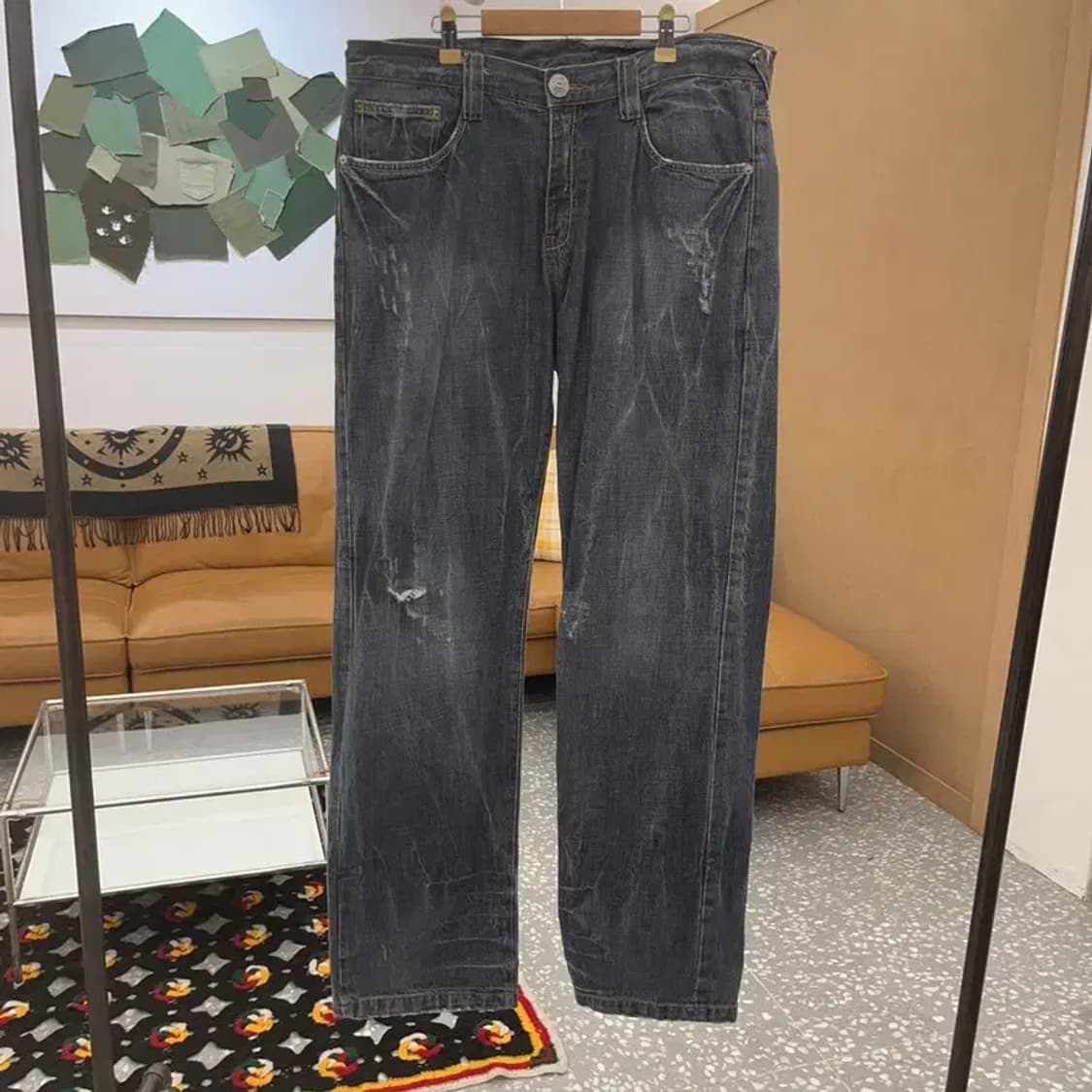 에비수 올드스쿨 포켓 키치 프린팅 데님팬츠 36인치 C08151 상품이미지3