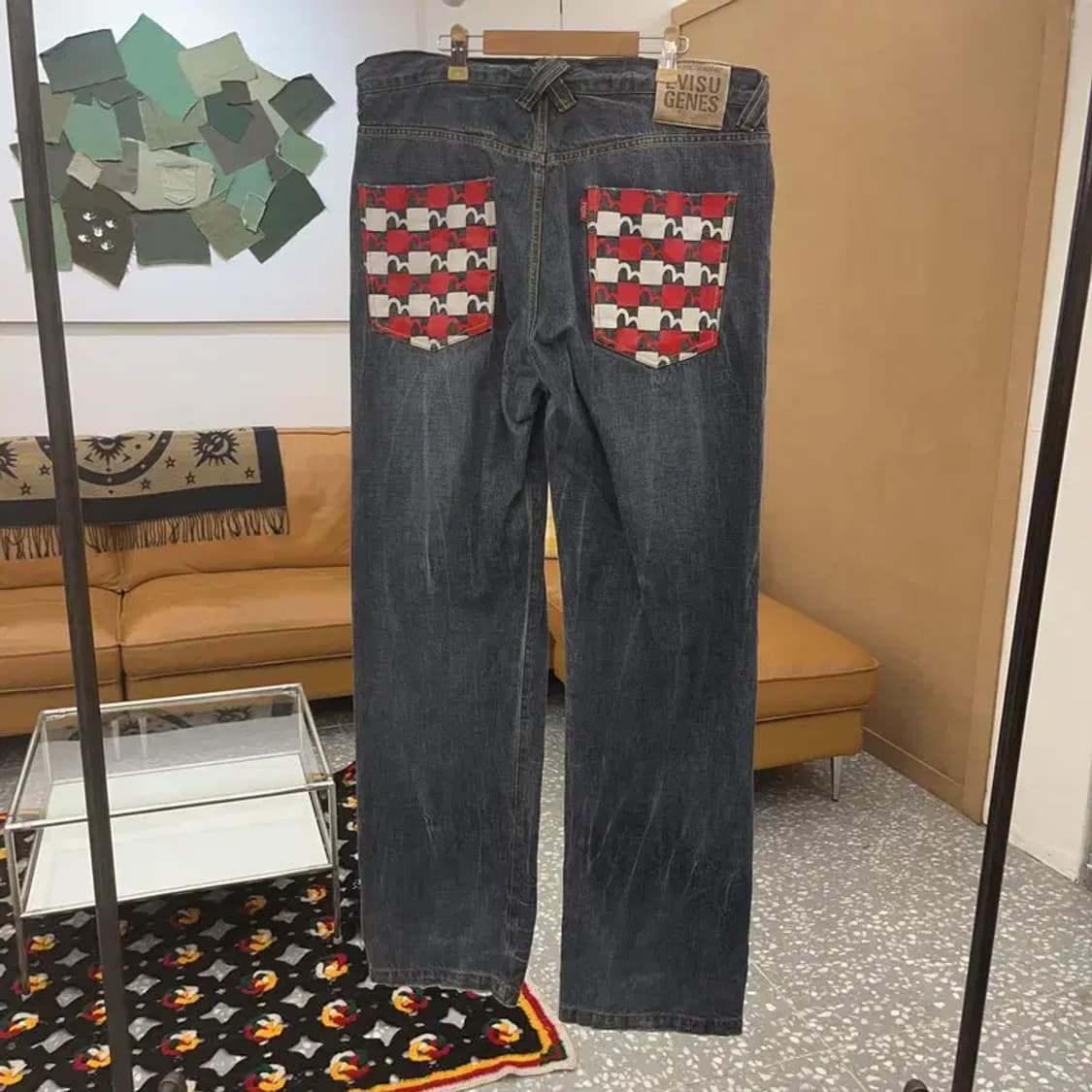 에비수 올드스쿨 포켓 키치 프린팅 데님팬츠 36인치 C08151 상품이미지4