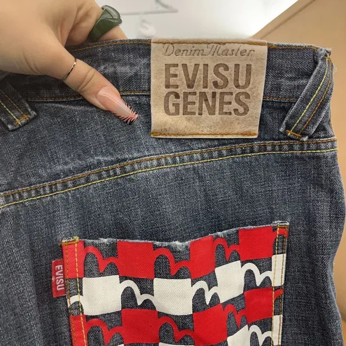 에비수 올드스쿨 포켓 키치 프린팅 데님팬츠 36인치 C08151 상품이미지5