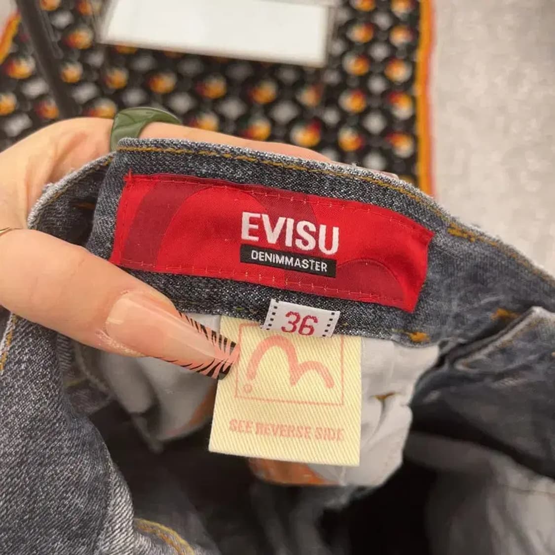 에비수 올드스쿨 포켓 키치 프린팅 데님팬츠 36인치 C08151 상품이미지6