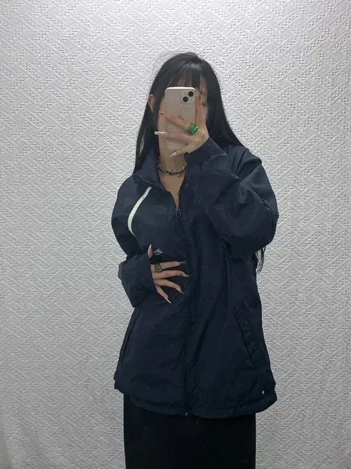 리복 올드스쿨 레트로 빈티지 래글런 배색 바람막이 자켓 L C08143 상품이미지1