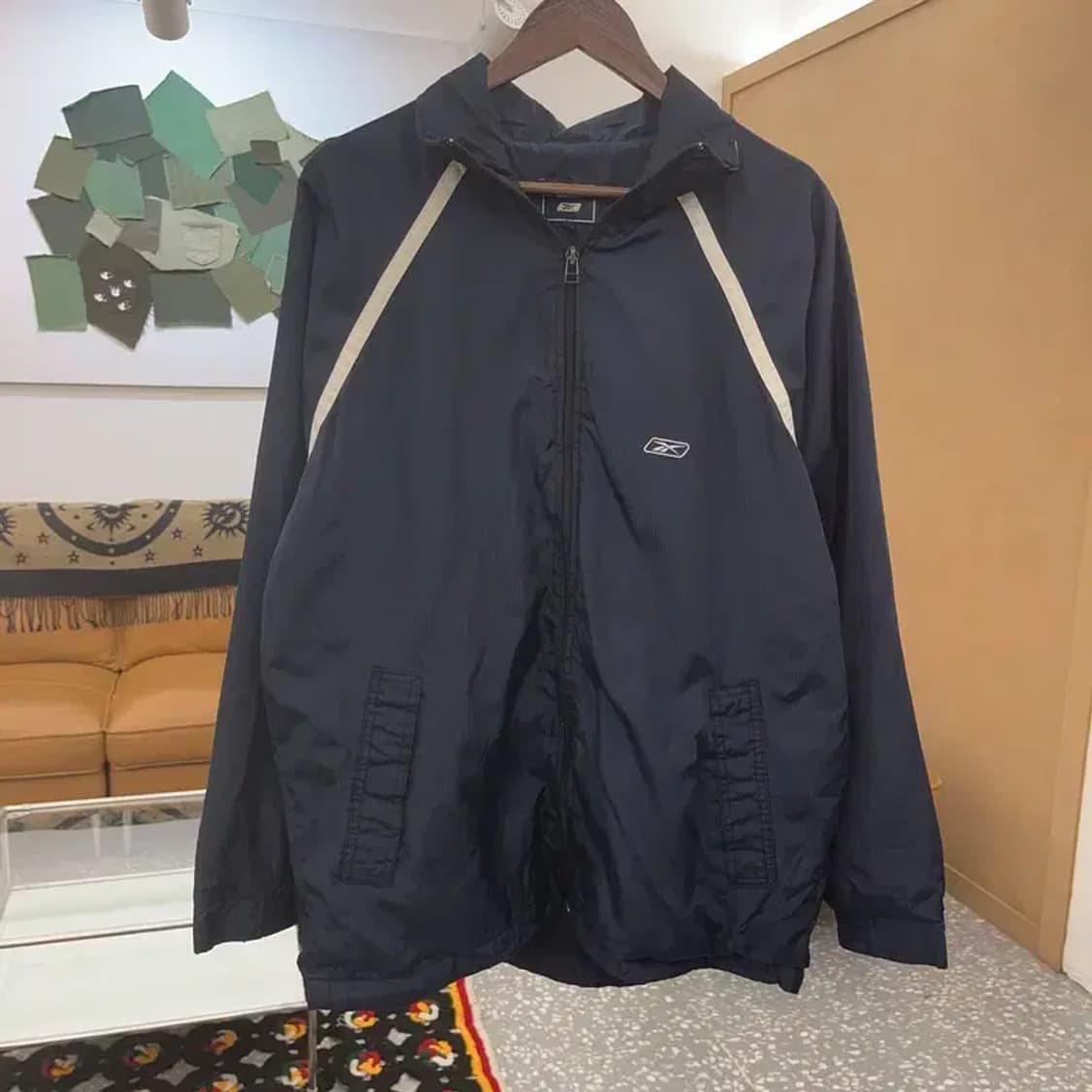 리복 올드스쿨 레트로 빈티지 래글런 배색 바람막이 자켓 L C08143 상품이미지3