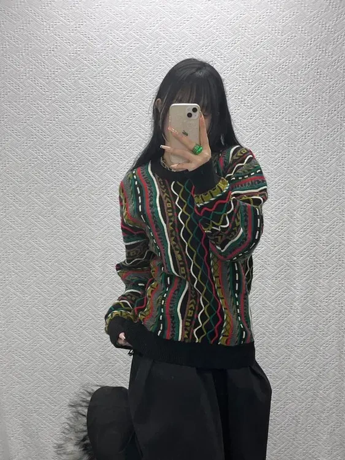 VIESTENI 일본 빈티지 보헤미안 멀티패턴 니트 M C08173 상품이미지1