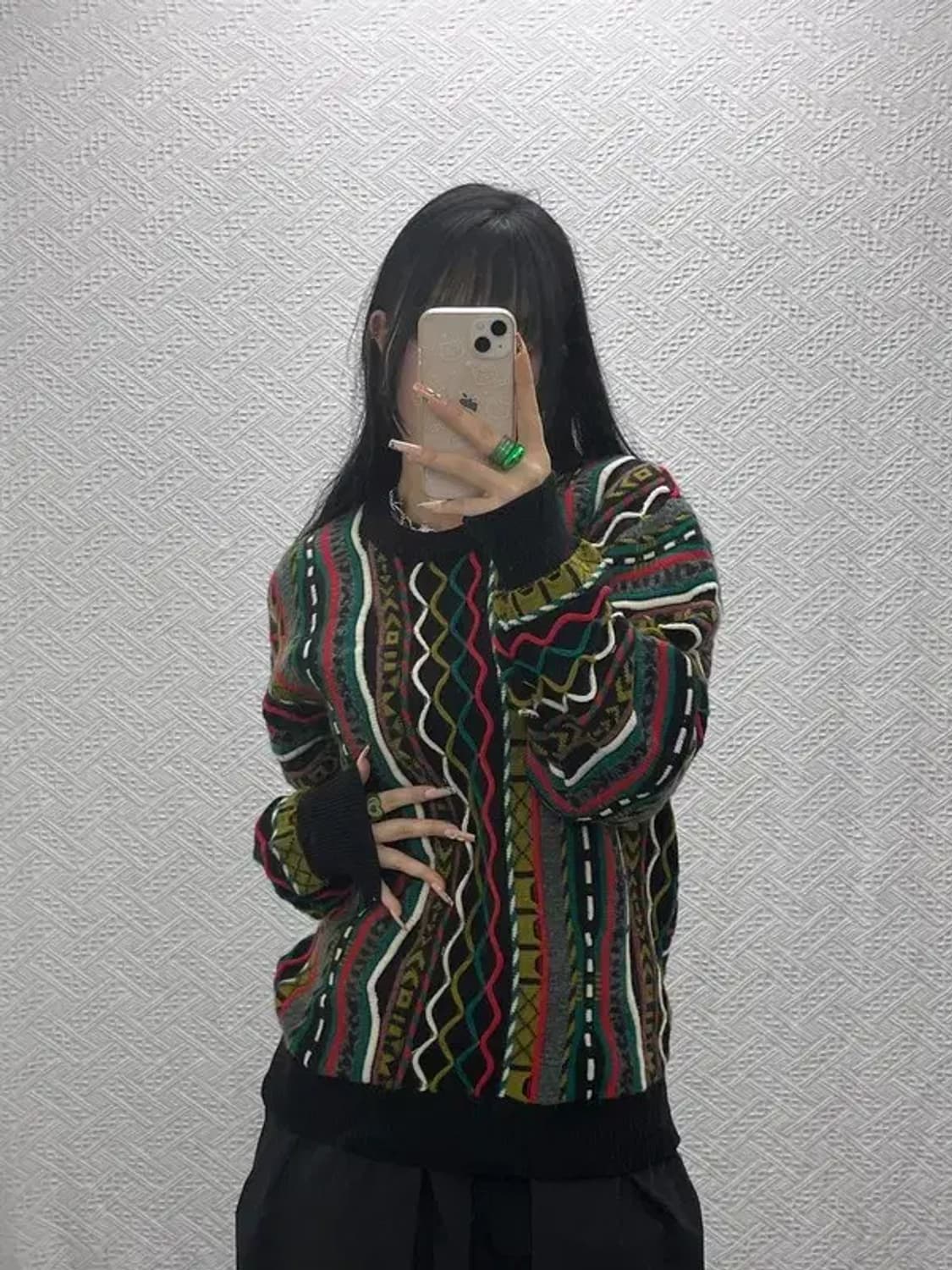 VIESTENI 일본 빈티지 보헤미안 멀티패턴 니트 M C08173 상품이미지2