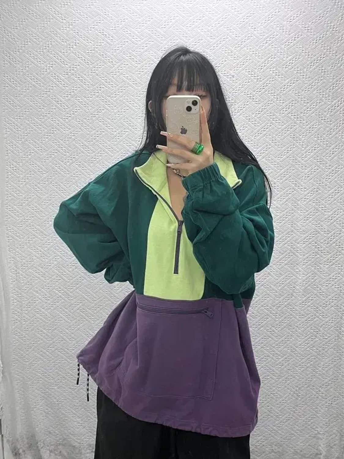 리바이스 레트로 컬러블럭 오버사이즈 반집업 맨투맨 XL C08159 상품이미지1