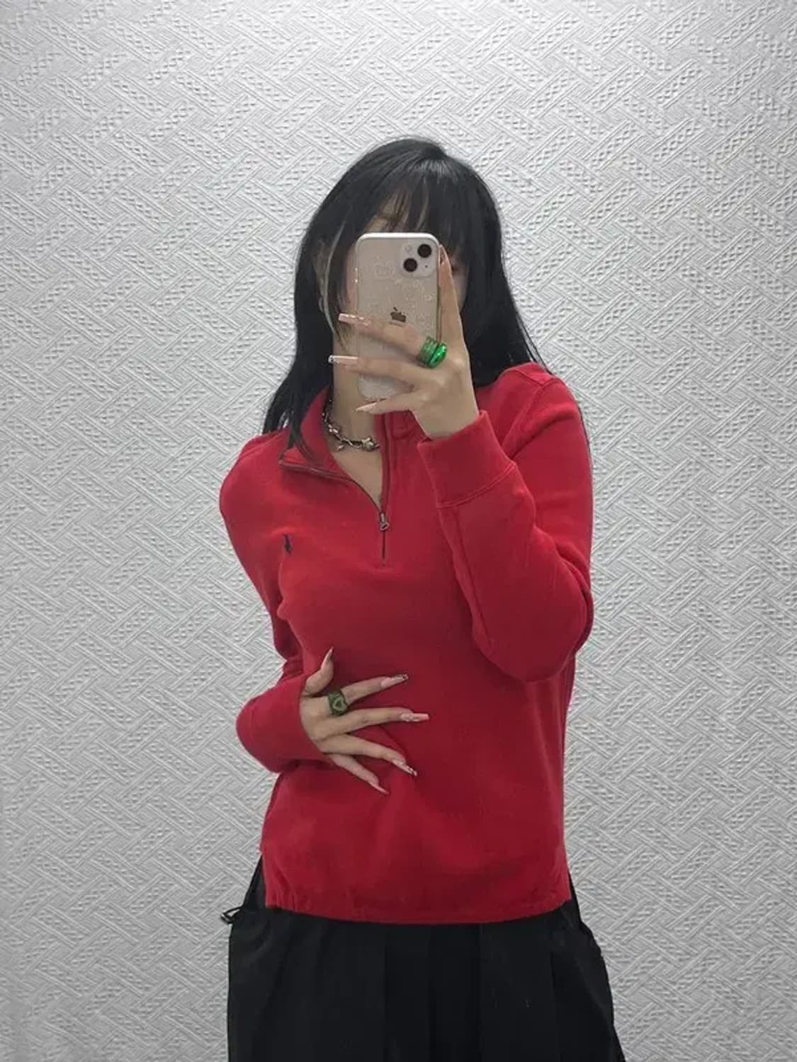 폴로 랄프로렌 빈티지 모던캐주얼 레드 반집업 니트 L C08170 상품이미지1