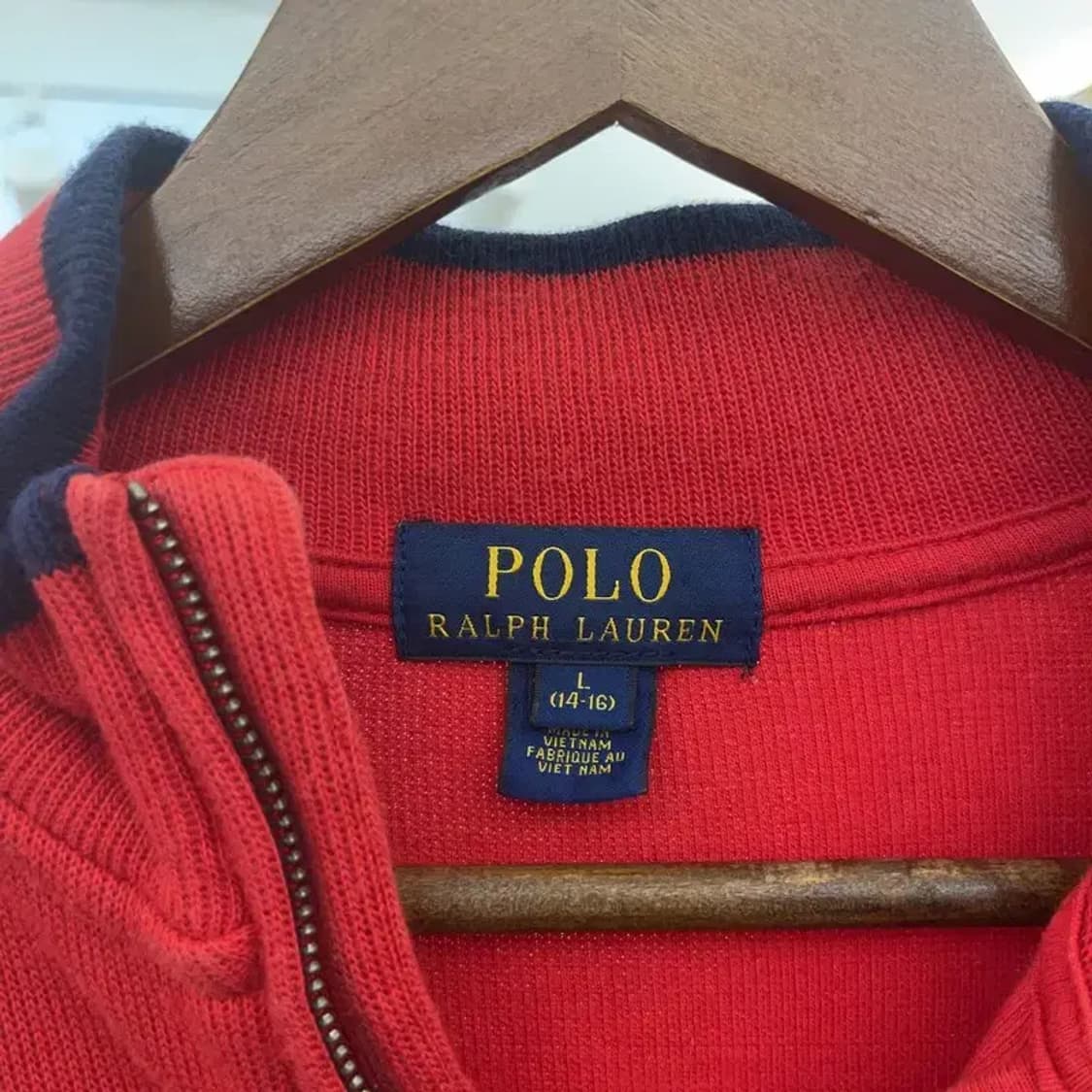 폴로 랄프로렌 빈티지 모던캐주얼 레드 반집업 니트 L C08170 상품이미지5