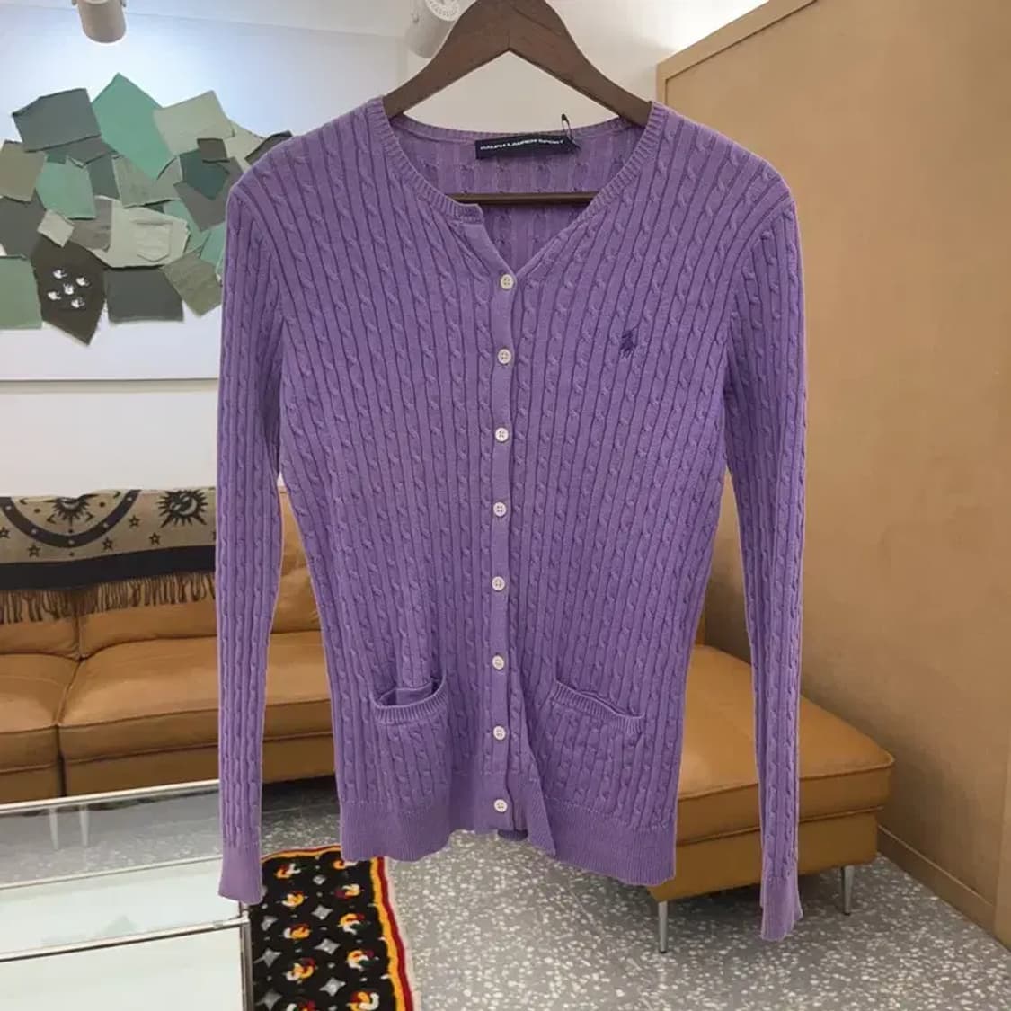 폴로 랄프로렌 여리 모리걸 연보라 폭닥 꽈배기 가디건 S C08178 상품이미지3