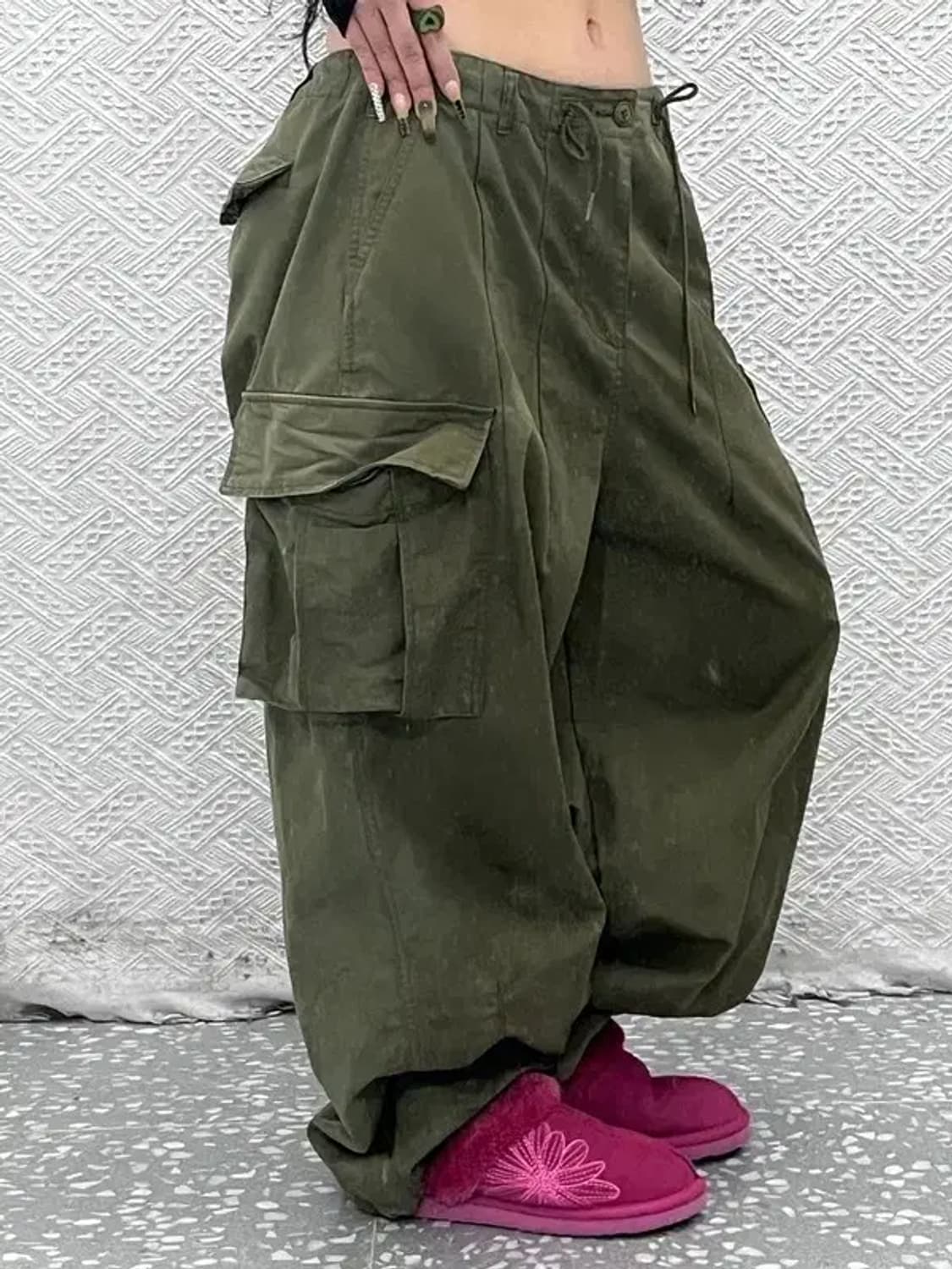 빅유니온 스트릿 힙합 빅사이즈 말차카키 카고팬츠 L C08192 상품이미지1