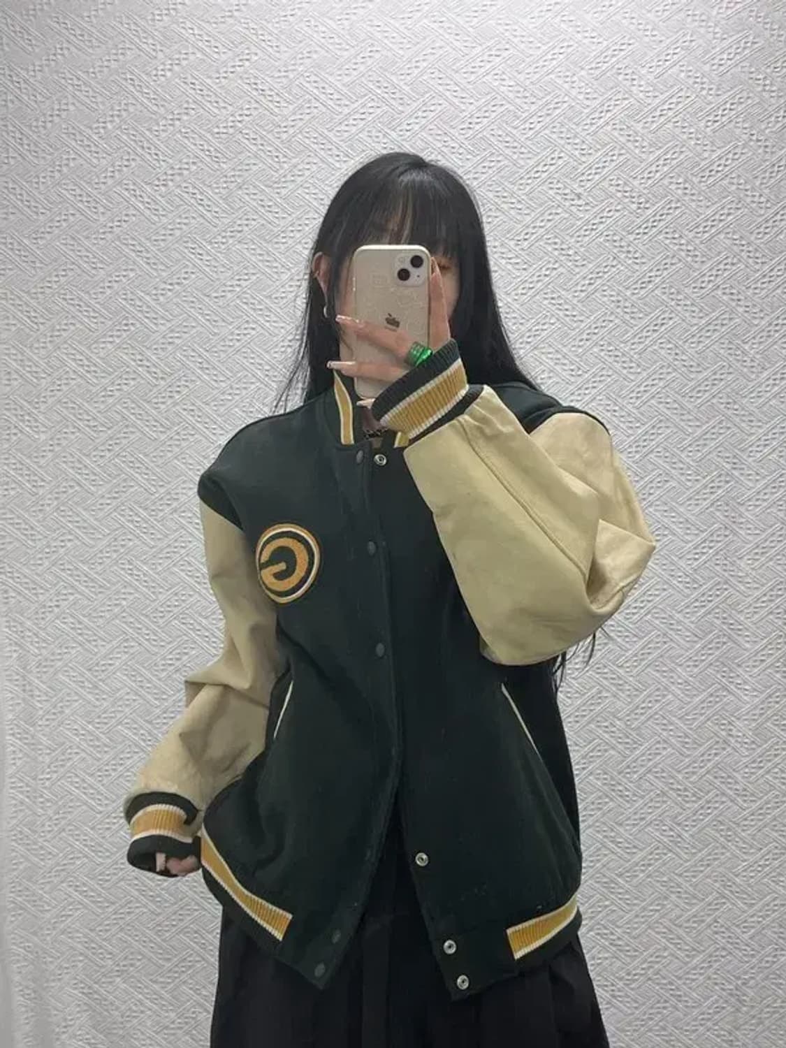 WWS 월드와이드스포츠 딥그린 울 소가죽 바시티자켓 100 C08177 상품이미지1