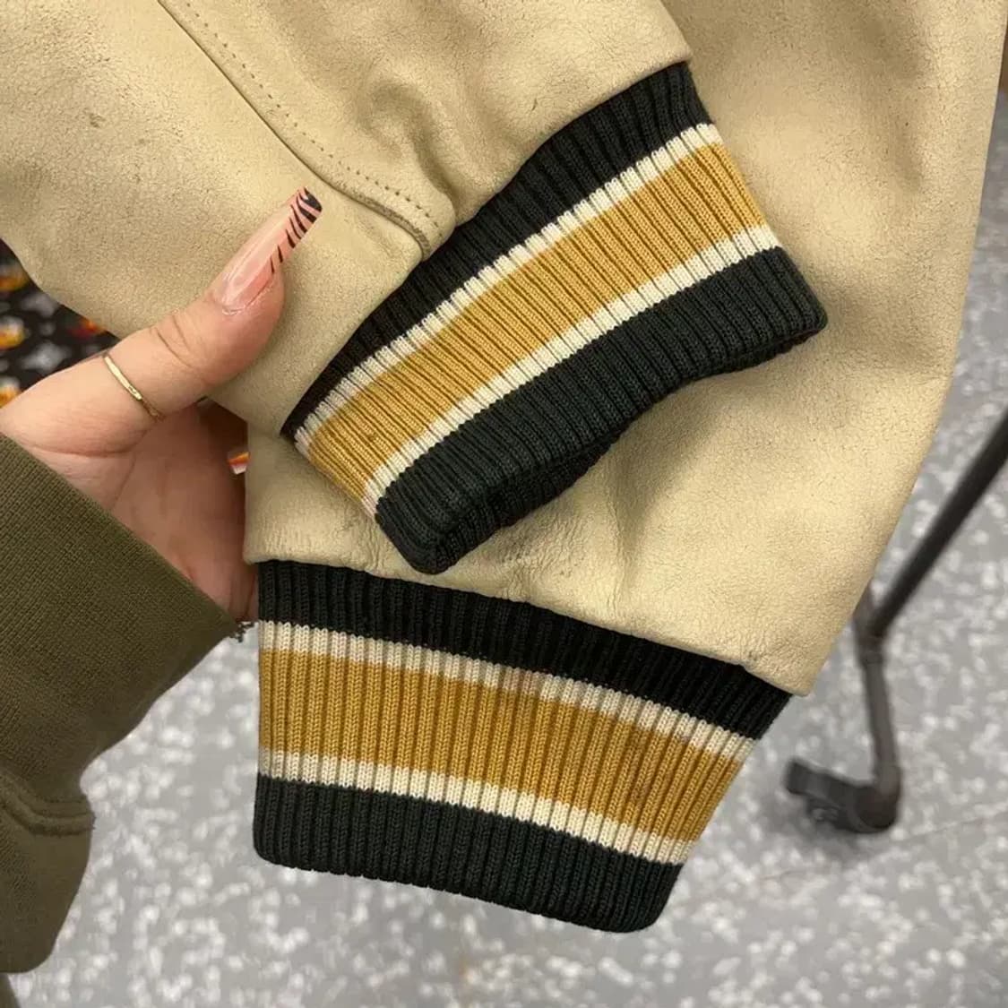 WWS 월드와이드스포츠 딥그린 울 소가죽 바시티자켓 100 C08177 상품이미지10