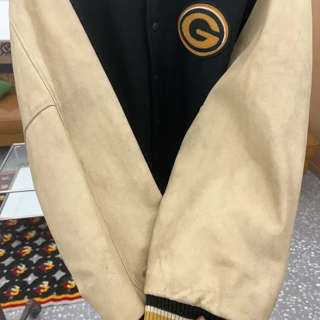 WWS 월드와이드스포츠 딥그린 울 소가죽 바시티자켓 100 C08177 상품이미지9