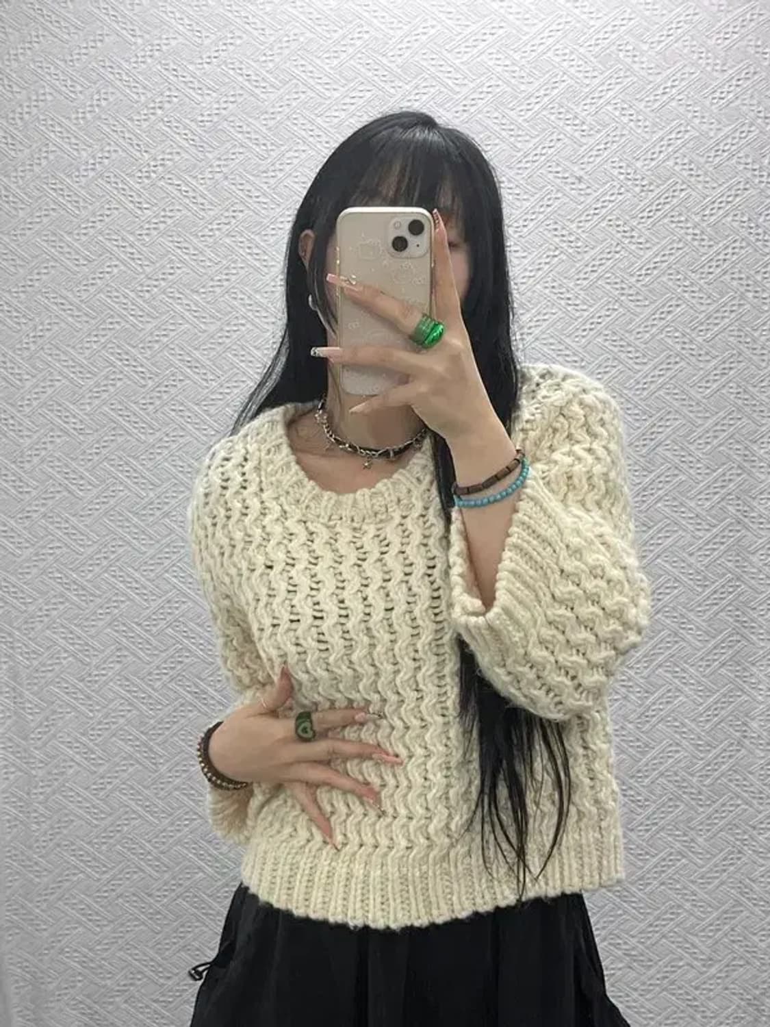 자라 모던 여리 폭닥 크림아이보리 뜨개 니트 L C08174 상품이미지1