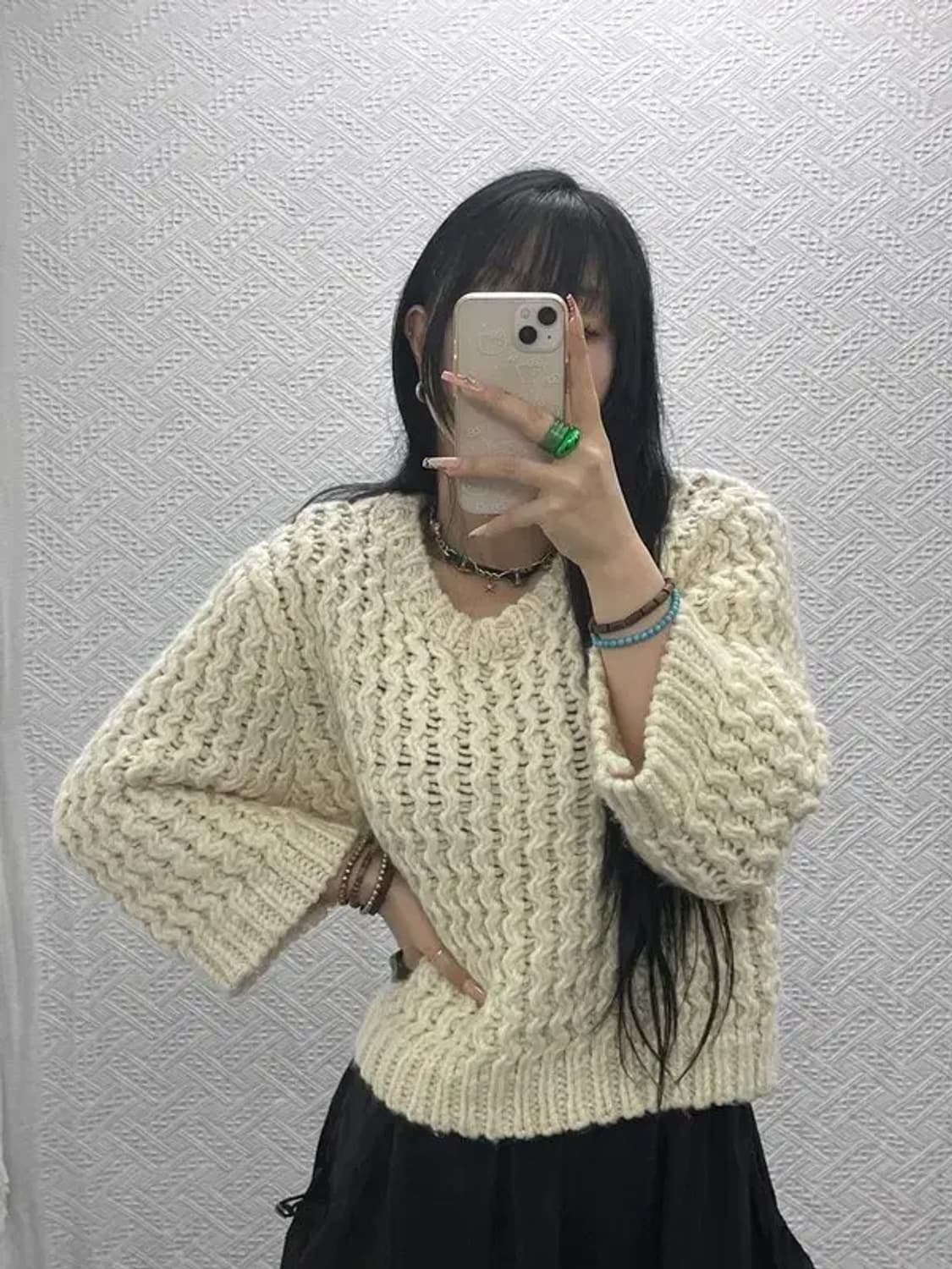 자라 모던 여리 폭닥 크림아이보리 뜨개 니트 L C08174 상품이미지2