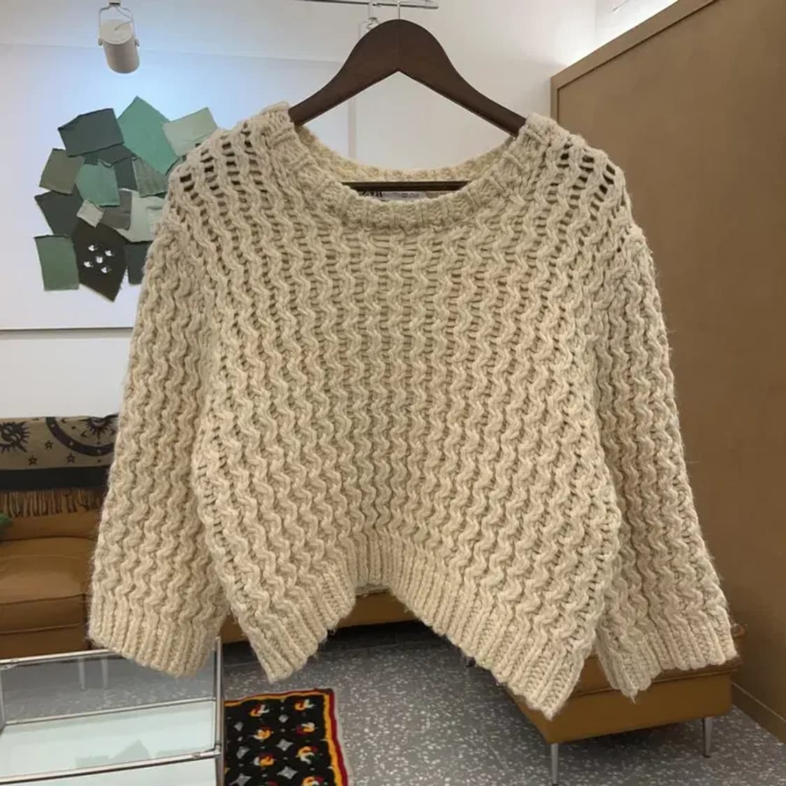 자라 모던 여리 폭닥 크림아이보리 뜨개 니트 L C08174 상품이미지3