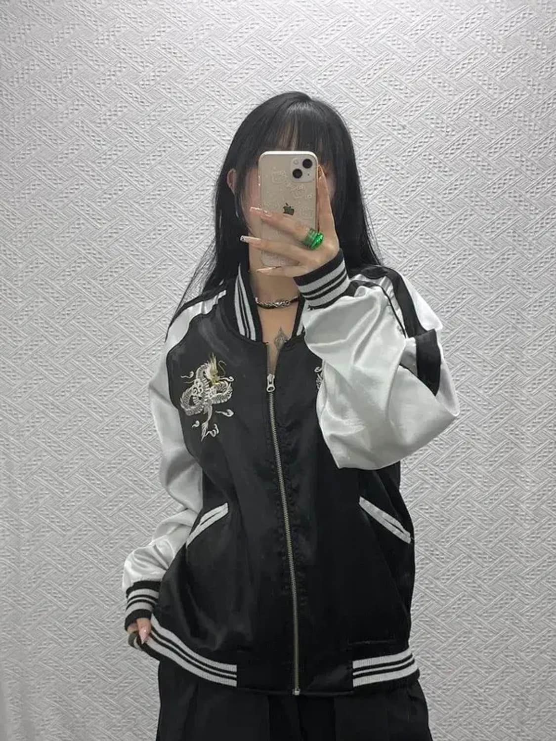 험버 올드스쿨 일본풍 스트릿 스카쟌 바시티자켓 F C08176 상품이미지2