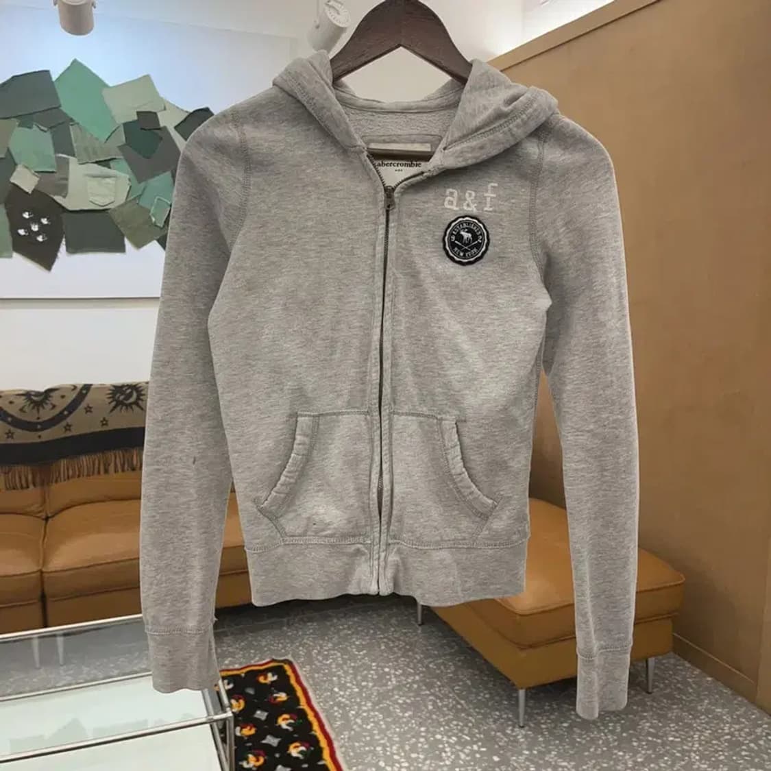 아베크롬비 Y2K 00's 멜란지 약기모 후드집업 XL C08203 상품이미지3