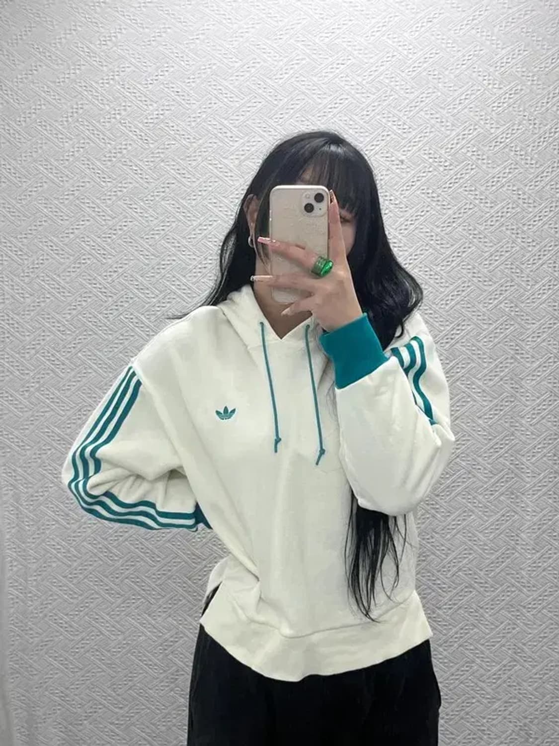 아디다스 빈티지 레트로 그린배색 빅트레포일 후드티 S C08204 상품이미지1