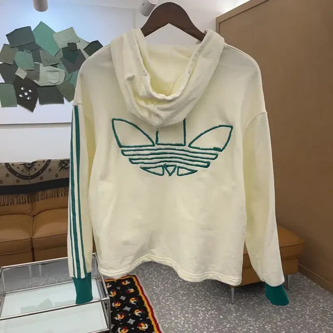 아디다스 빈티지 레트로 그린배색 빅트레포일 후드티 S C08204 상품이미지4