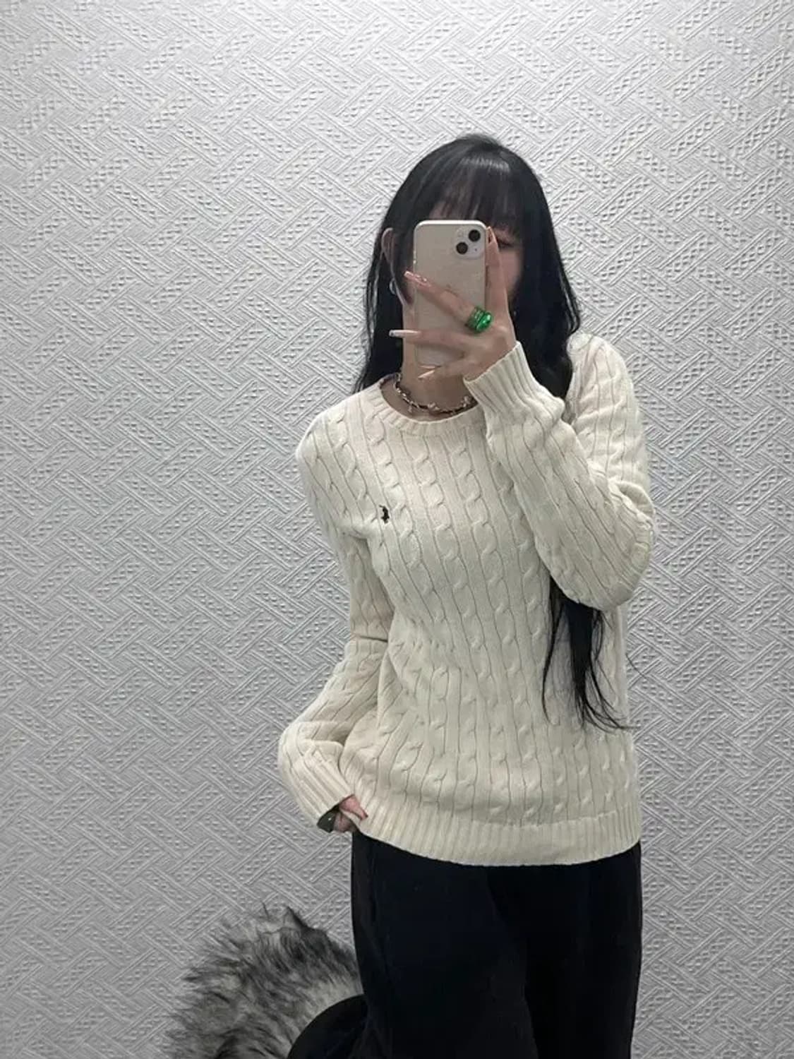 폴로 랄프로렌 빈티지 캐주얼 여리핏 꽈배기 니트 L C08214 상품이미지1