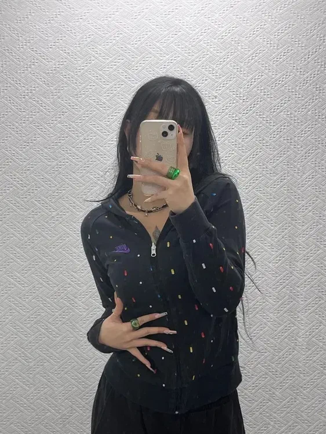 나이키 희귀 Y2K 레인보우 도트 리버시블 후드집업 M C08220 상품이미지2