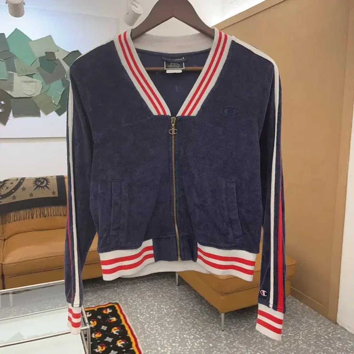 챔피온 올드스쿨 크롭 테리 번아웃 벨벳 집업 S C08223 상품이미지3