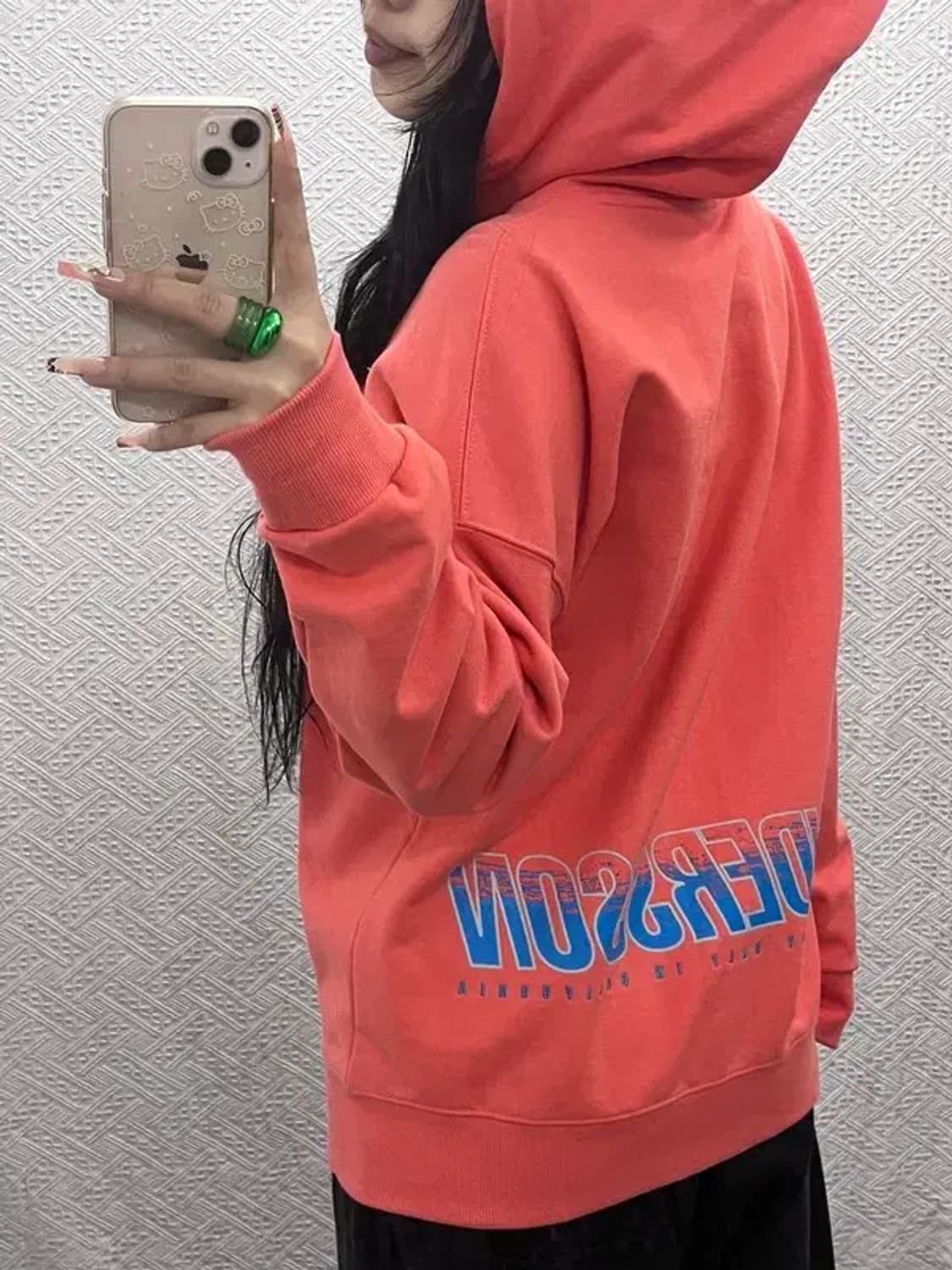 앤더슨벨 빈티지 레트로 코랄 언더로고 후드티 S C08227 상품이미지1