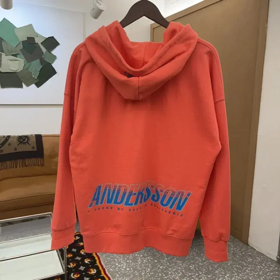 앤더슨벨 빈티지 레트로 코랄 언더로고 후드티 S C08227 상품이미지4